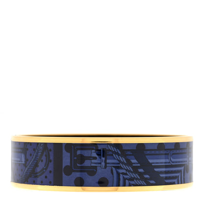 Hermes Enamel Printed Wide Clic Clac A Pois Bracelet 65 Indigo 1 of 3