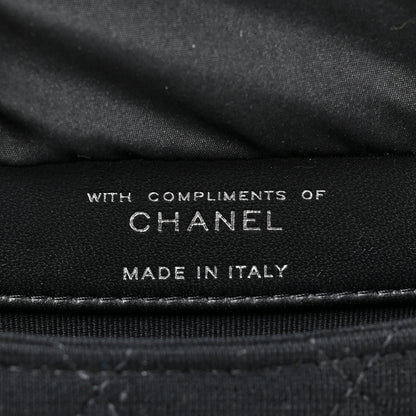 Chanel Jersey Fabric Quilted Foldable Tote With Chain Black Multicolor 10 of 15