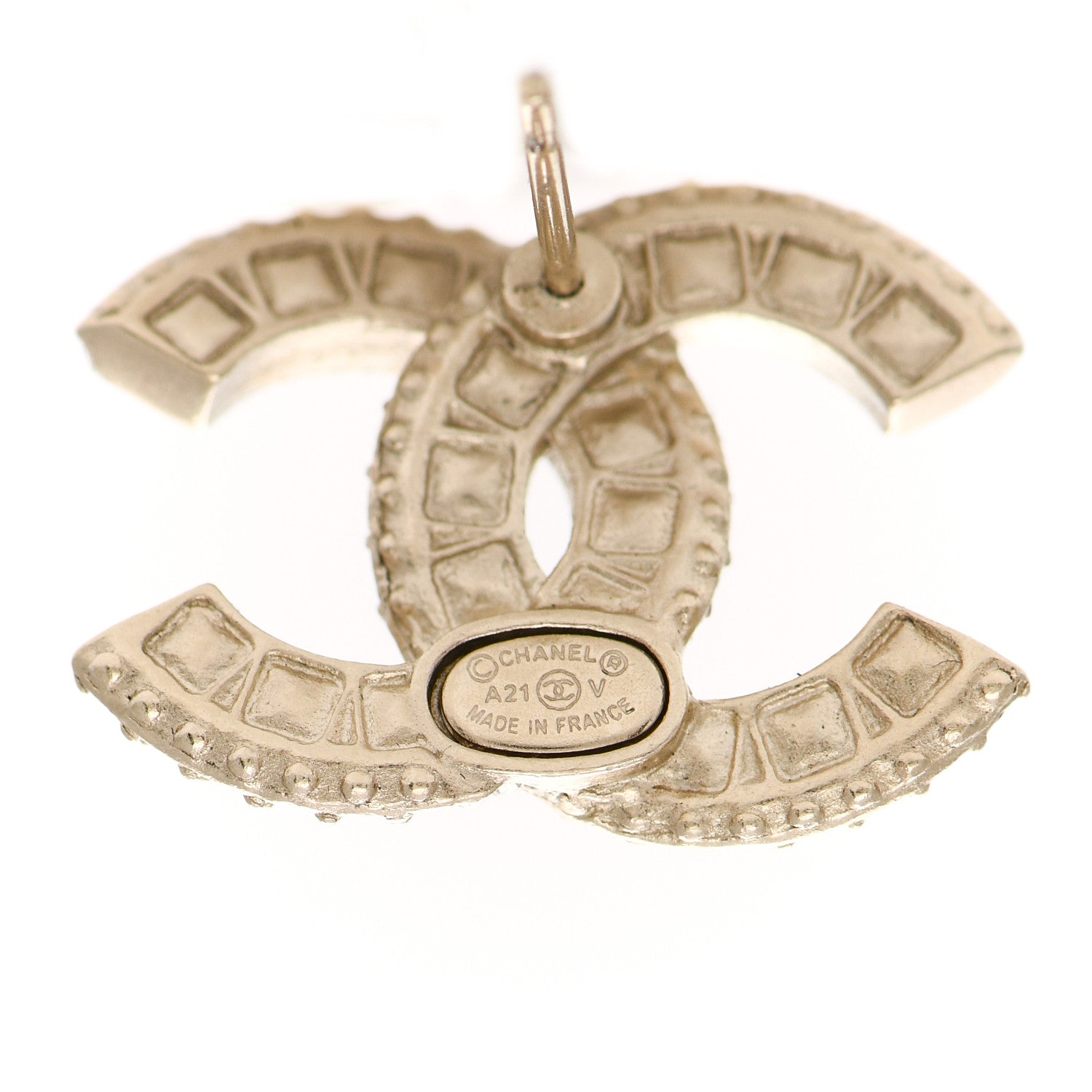 Chanel Crystal Timeless CC Earrings Light Gold 3 of 4