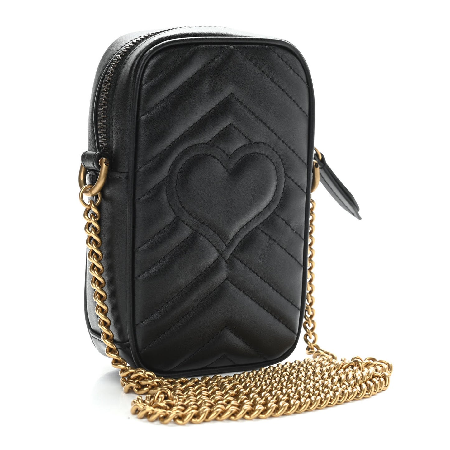 Calfskin Matelasse Mini GG Marmont Crossbody Bag Black
