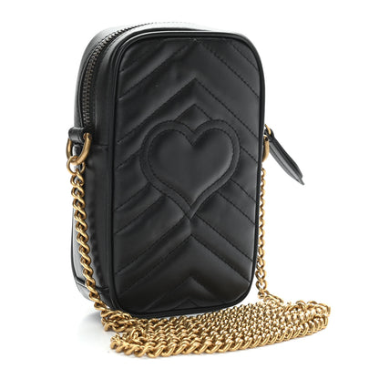 Gucci Calfskin Matelasse Mini GG Marmont Crossbody Bag Black 3 of 11