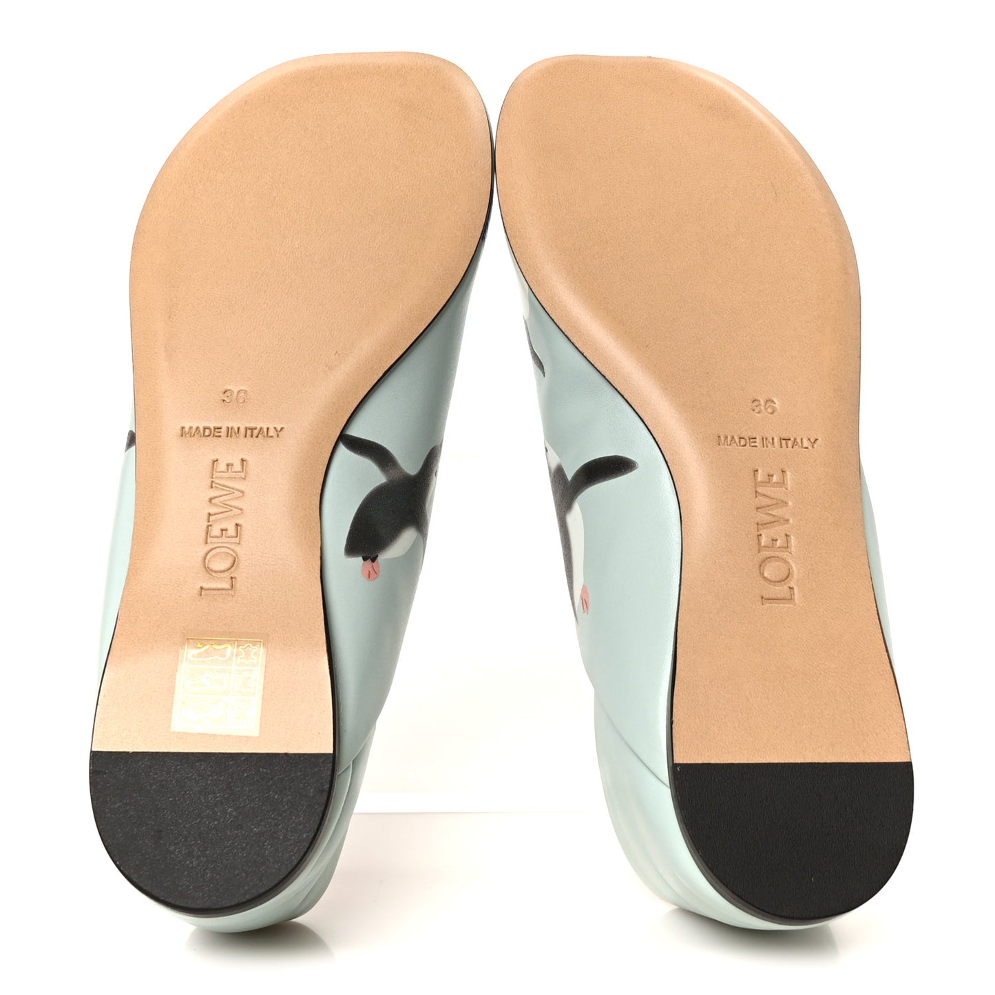 X SUNA FUJITA Goatskin Peguin Toy Slipper 36 Blue Iceberg