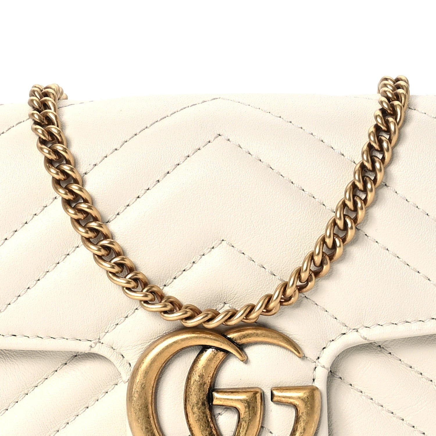 Gucci Calfskin Matelasse Super Mini GG Marmont Shoulder Bag White 8 of 10