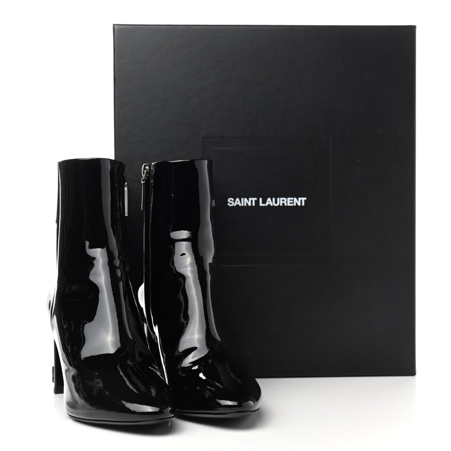 Saint Laurent Patent Loulou Ankle Zip Boot 37.5 Black 10 of 10