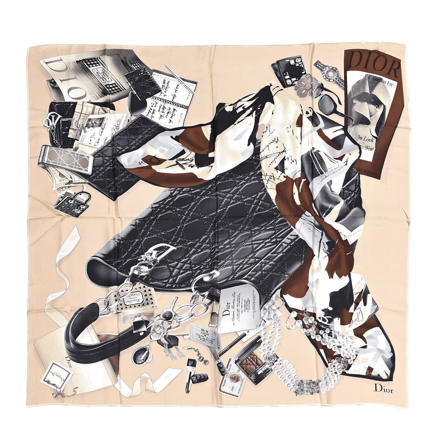 Silk Square Miss Dior Scarf Black Multi