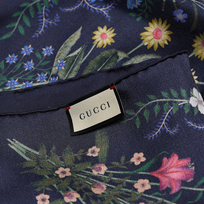 Gucci Silk Twill Nuovoflora Square Handkerchief Midnight Blue Blue 4 of 4