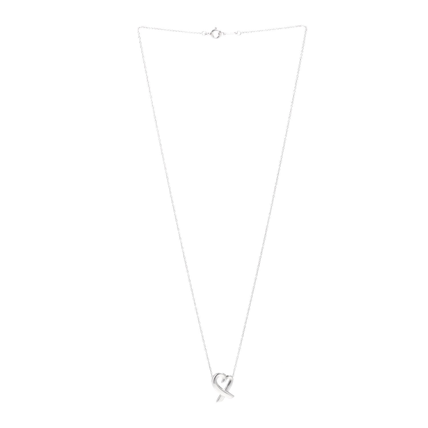 Tiffany Sterling Silver Small Paloma Picasso Loving Heart Pendant Necklace 2 of 4