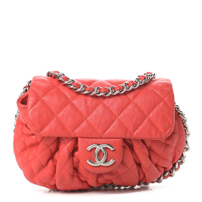 Chanel Washed Lambskin Quilted Mini Chain Around Messenger Red 1 of 15
