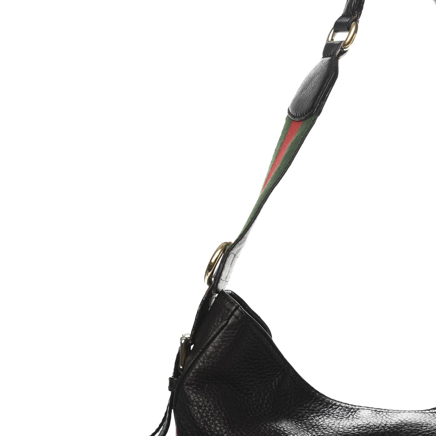 Pebbled Calfskin Medium Heritage Shoulder Bag Black