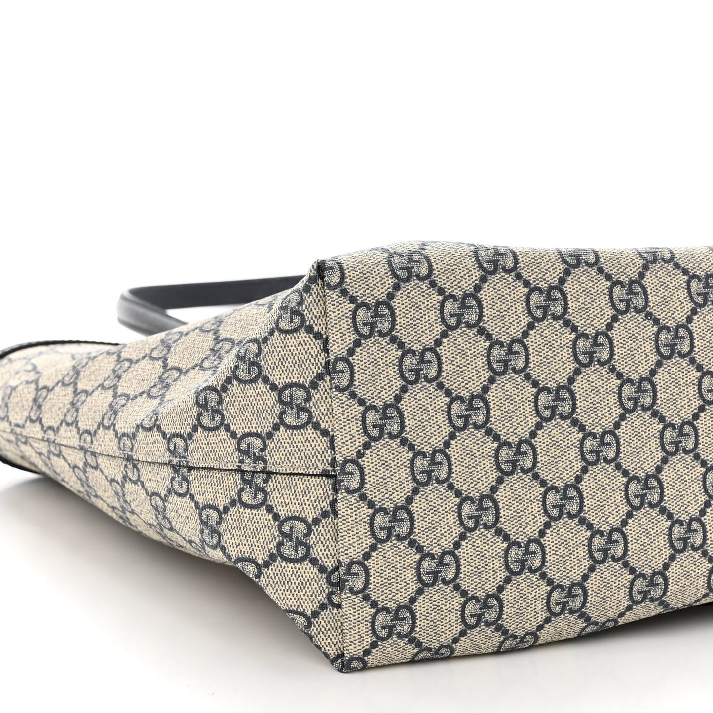 GG Supreme Monogram Textured Calfskin Web Medium Ophidia Shopping Tote Beige Blue