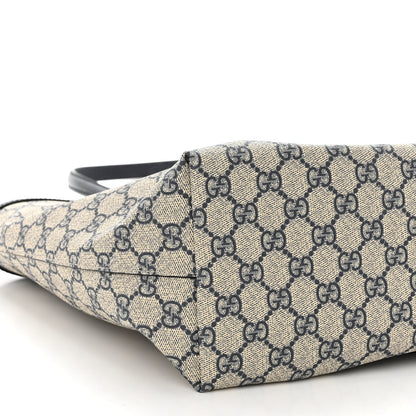Gucci GG Supreme Monogram Textured Calfskin Web Medium Ophidia Shopping Tote Beige Blue 8 of 9