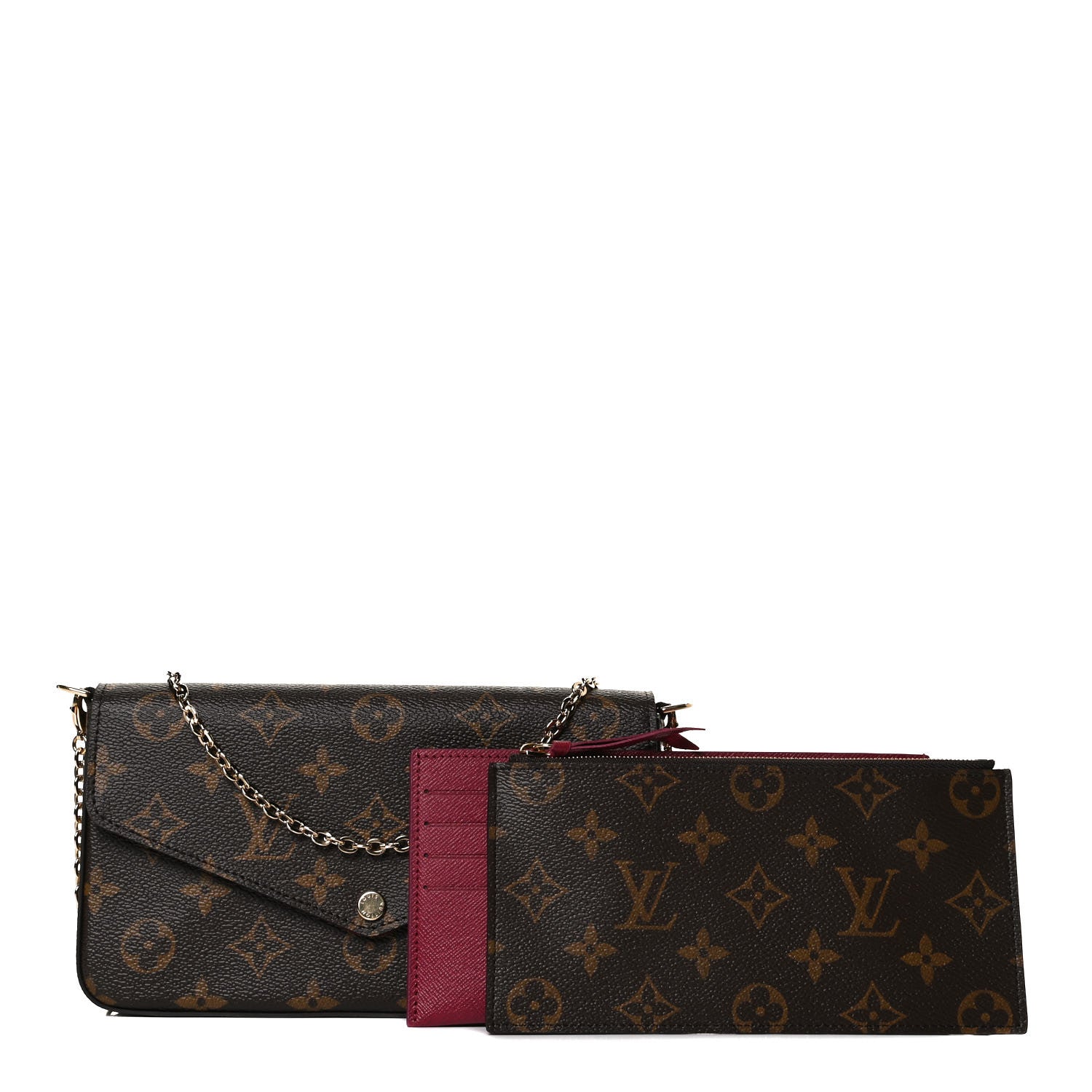Louis Vuitton Monogram Pochette Felicie Chain Wallet Fuchsia 1 of 11