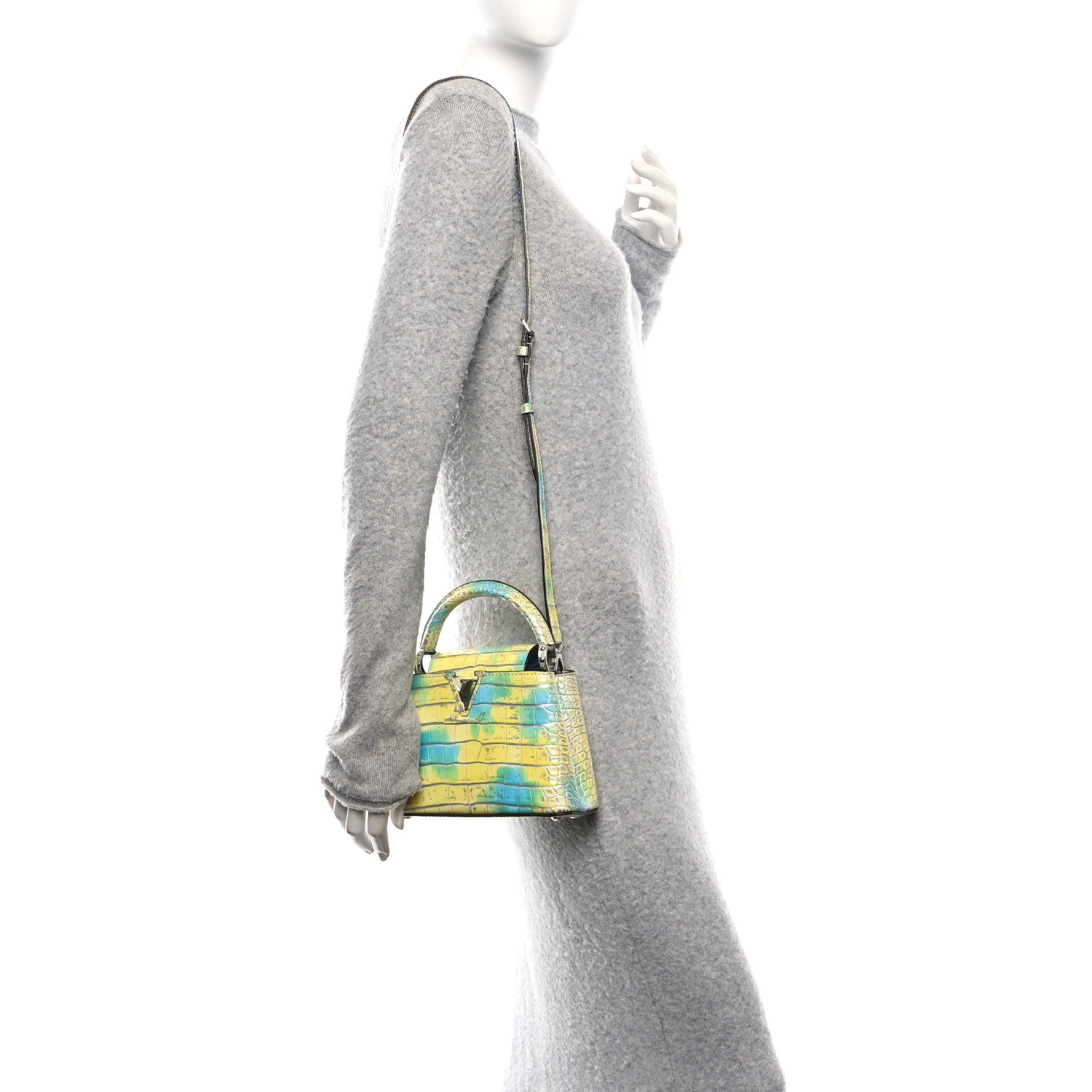 Louis Vuitton Crocodile Mini Capucines  Yellow Blue 2 of 11
