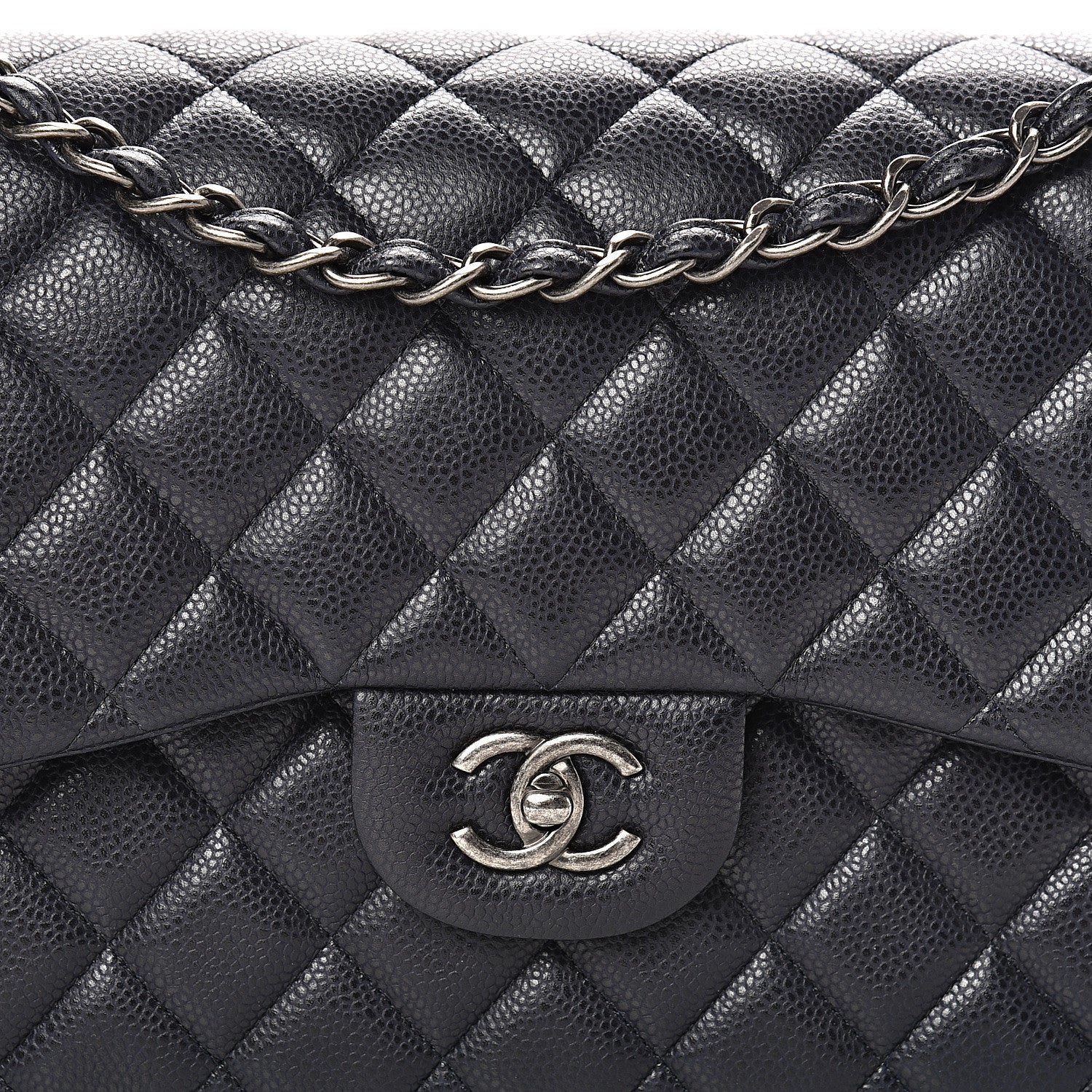 Chanel Caviar Quilted Jumbo Double Flap Navy Blue 7 of 9