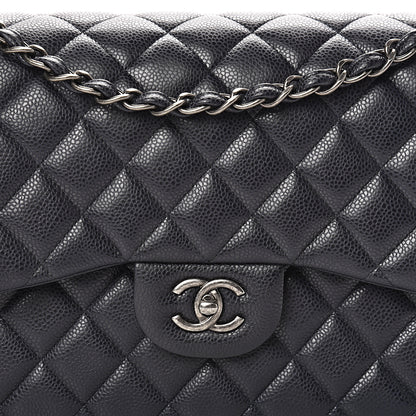 Chanel Caviar Quilted Jumbo Double Flap Navy Blue 7 of 9