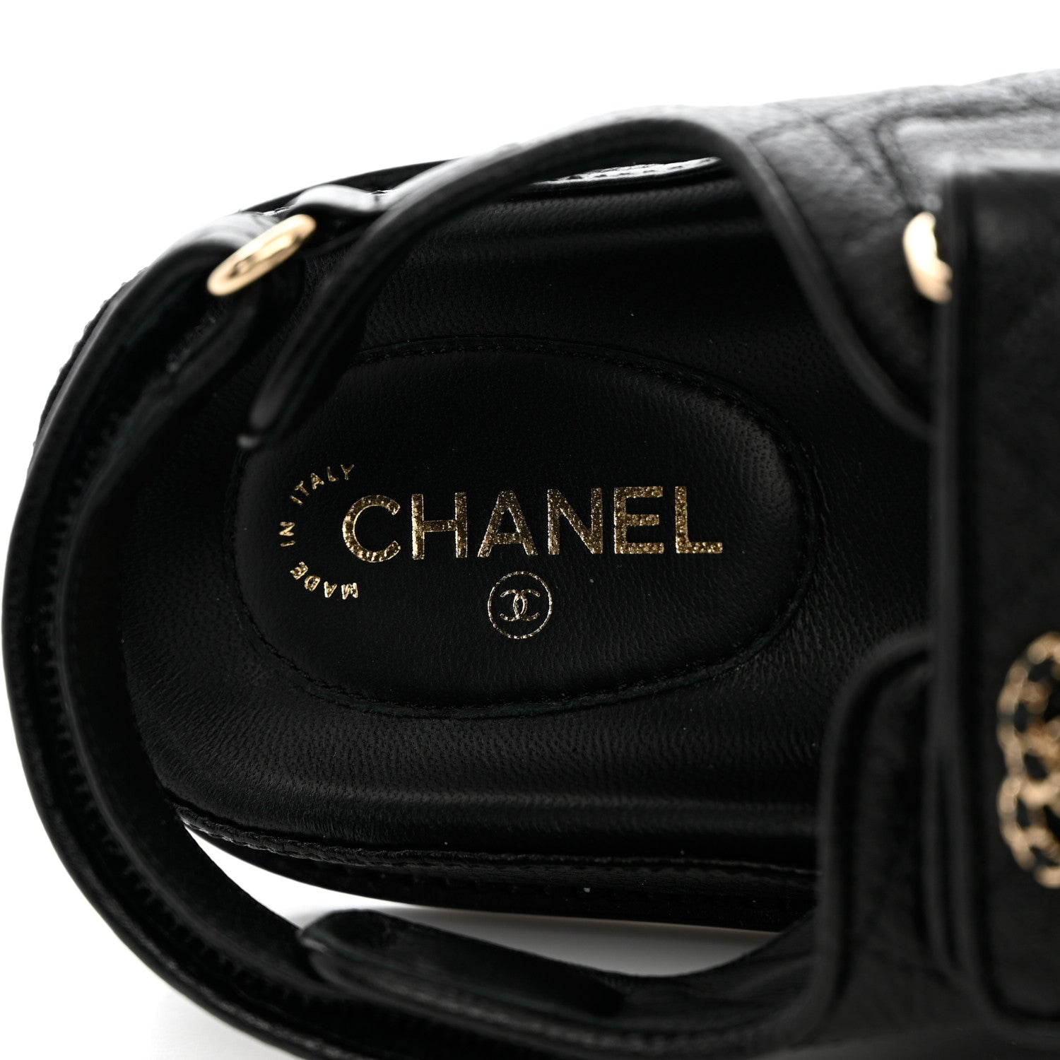 Chanel Grained Calfskin Velcro Dad Sandals 36.5 Black 7 of 10
