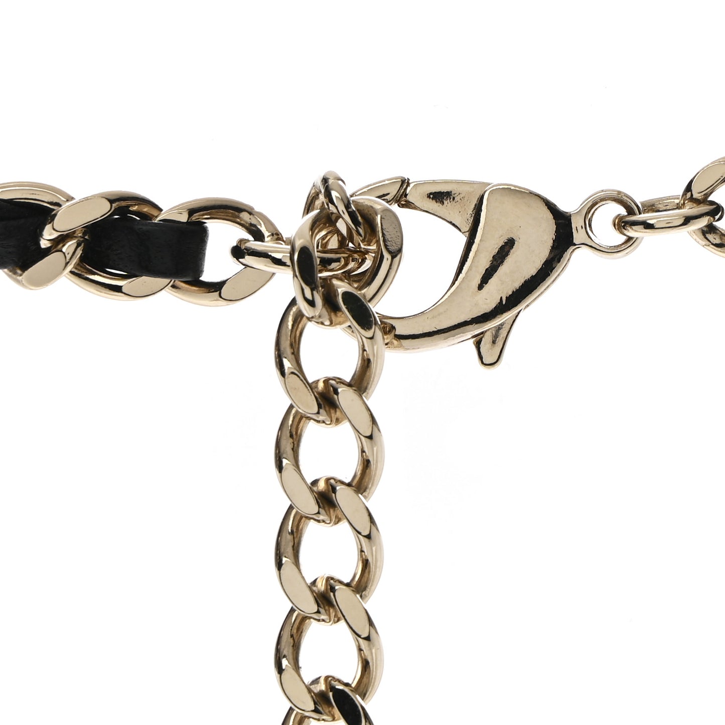 Metal Resin Quilted Flap Bag Hoop Mirror Necklace Black Gold