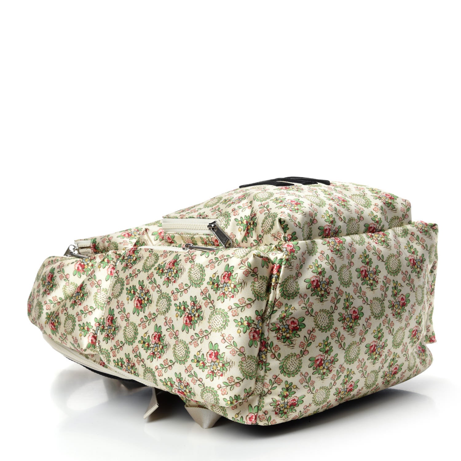 Gucci X MLB Satin Floral Print NY Yankees Patch Backpack Ivory Green 3 of 9