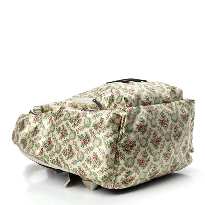 Gucci X MLB Satin Floral Print NY Yankees Patch Backpack Ivory Green 3 of 9