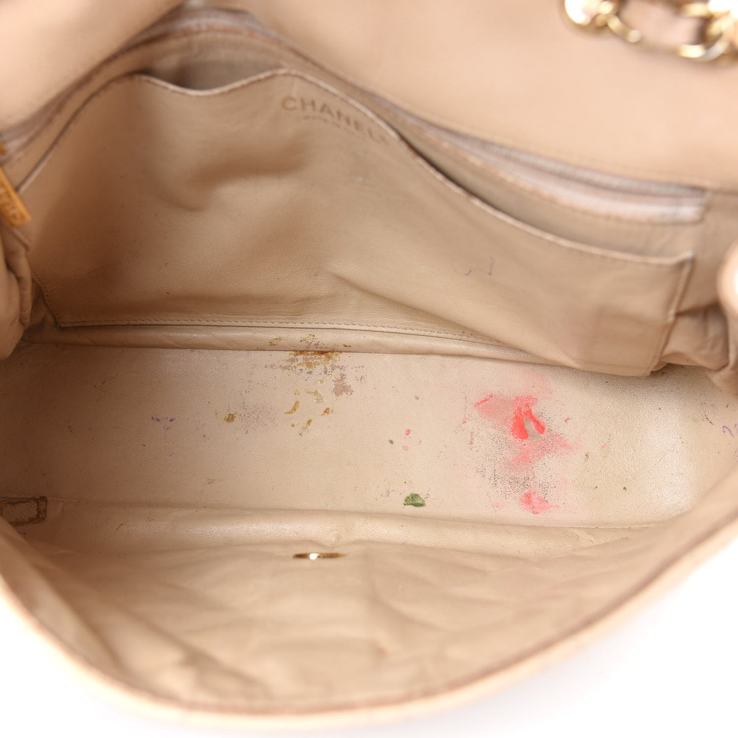Caviar Quilted Jumbo Single Flap Beige Clair