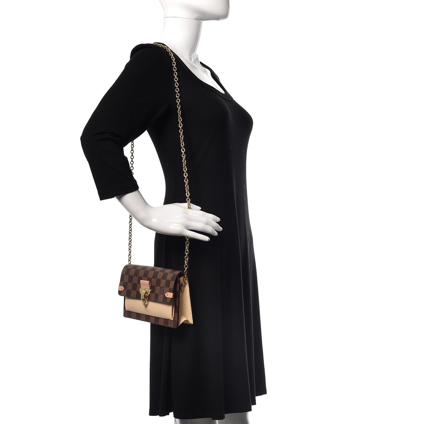 Damier Ebene Vavin Chain Wallet Creme