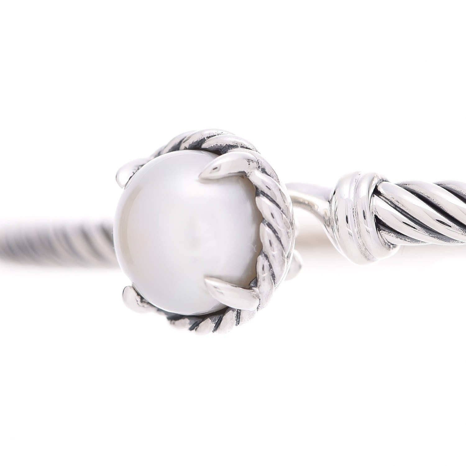 David Yurman Sterling Silver Pearl 3mm Chatelaine Bracelet 4 of 5