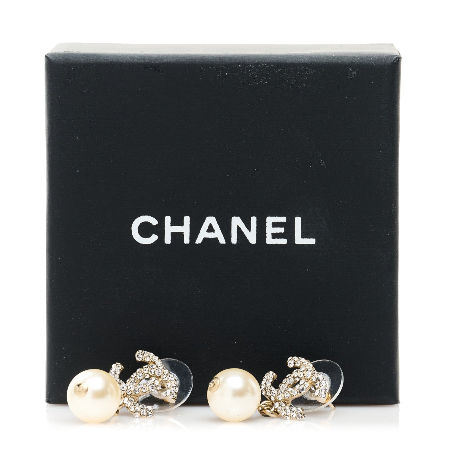 Chanel Pearl CC Drop Earrings Gold Silver 5 of 5