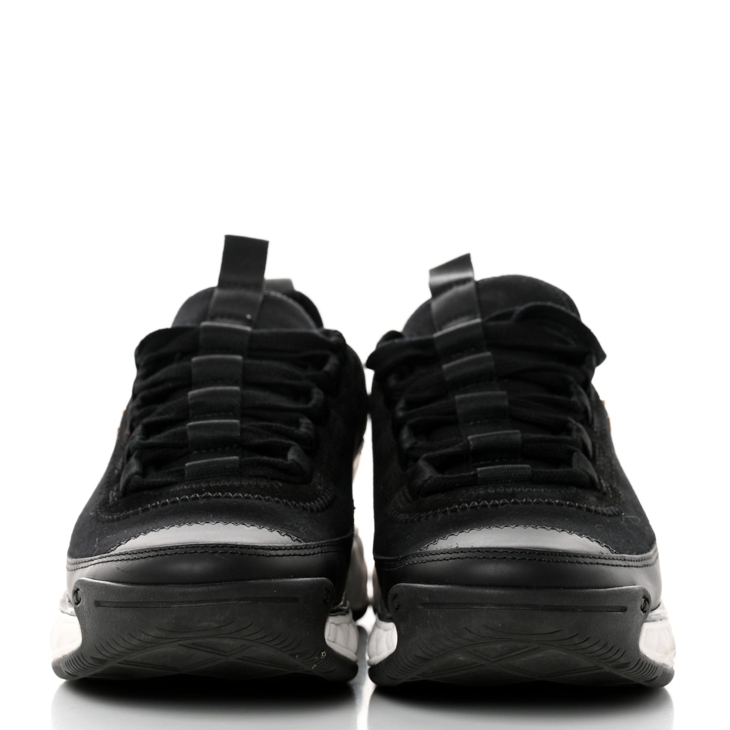 Velvet Calfskin Mixed Fibers CC Sneakers 36 Black