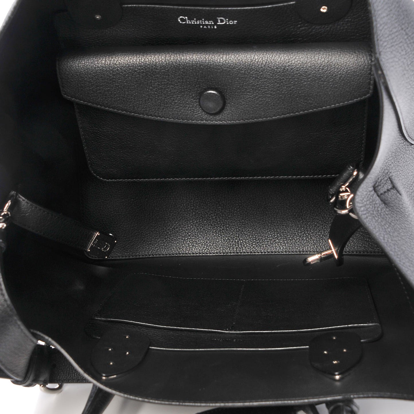 Supple Grained Calfskin Large Open Bar Tote Black
