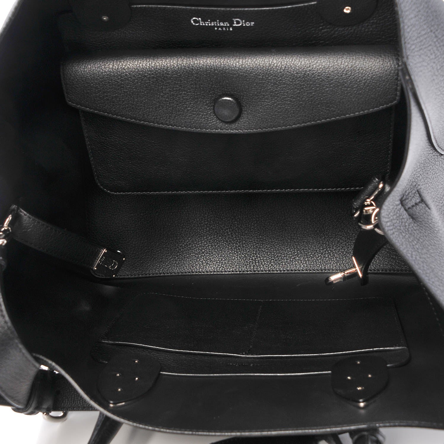 Christian Dior Supple Grained Calfskin Large Open Bar Tote Black 6 of 7
