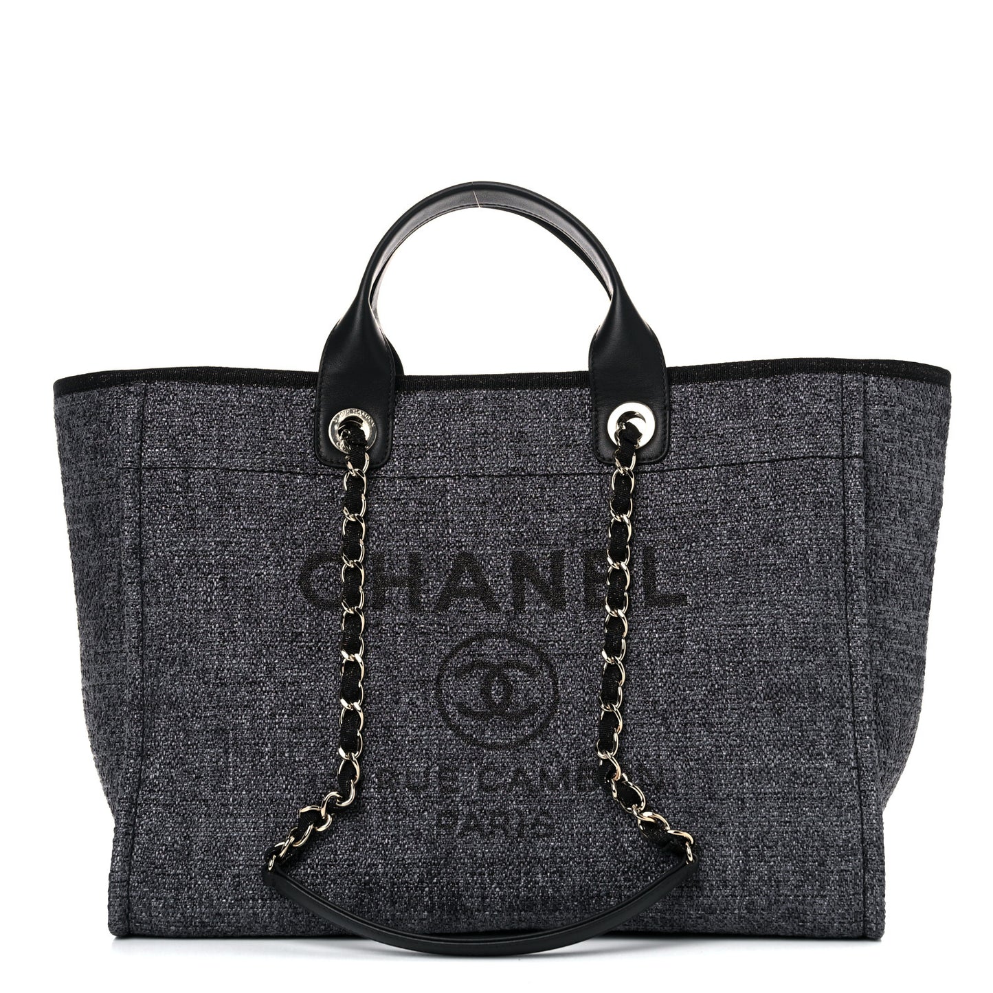 Lurex Boucle Medium Deauville Tote Black
