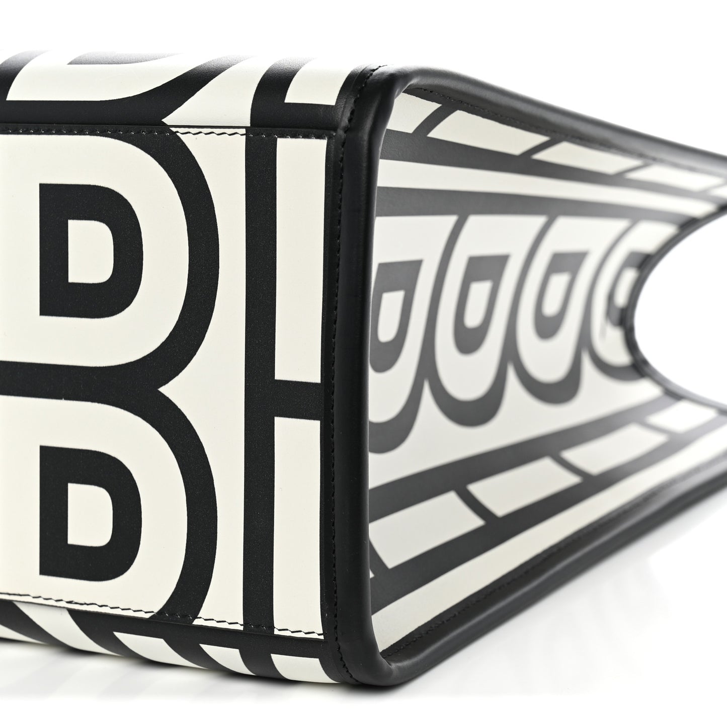 X MARC JACOBS Vitello King Logo Print Medium Fendi Sunshine Shopper Tote Black White