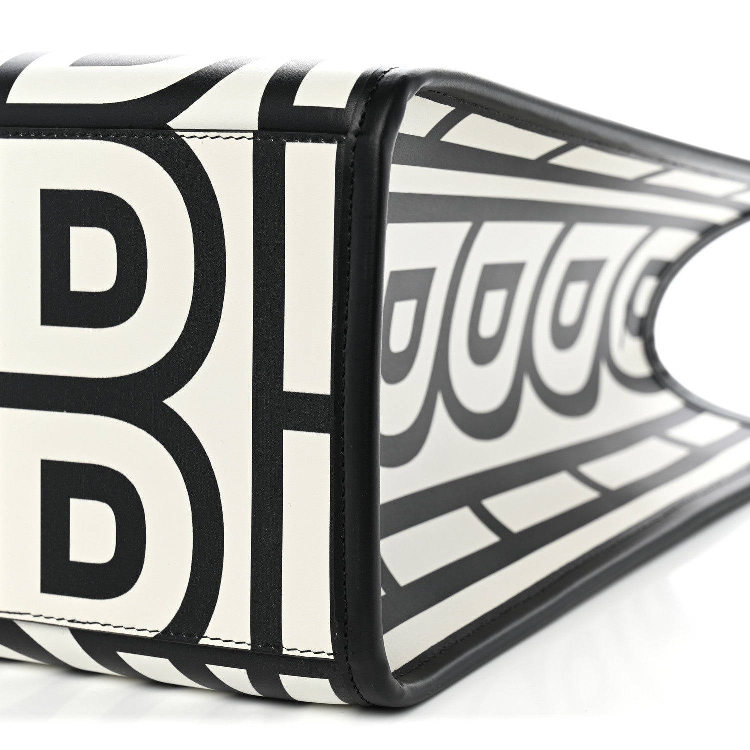 Fendi X MARC JACOBS Vitello King Logo Print Medium Fendi Sunshine Shopper Tote Black White 10 of 10
