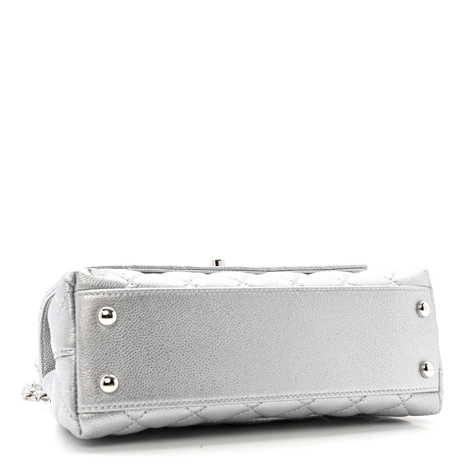 Chanel Metallic Caviar Quilted Mini Coco Handle Flap Silvery 4 of 11