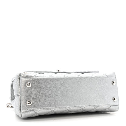 Chanel Metallic Caviar Quilted Mini Coco Handle Flap Silvery 4 of 11
