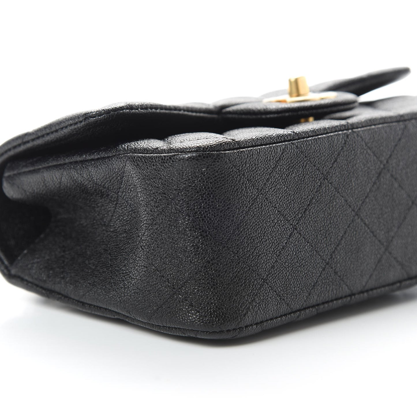 Caviar Quilted Mini Top Handle Rectangular Flap Black
