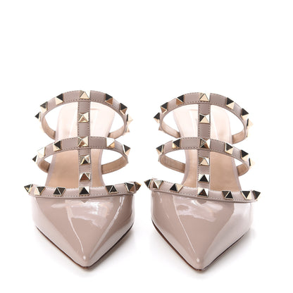 Valentino Garavani Patent Nappa Rockstud 50mm Cage Mules 35.5 Poudre 2 of 7