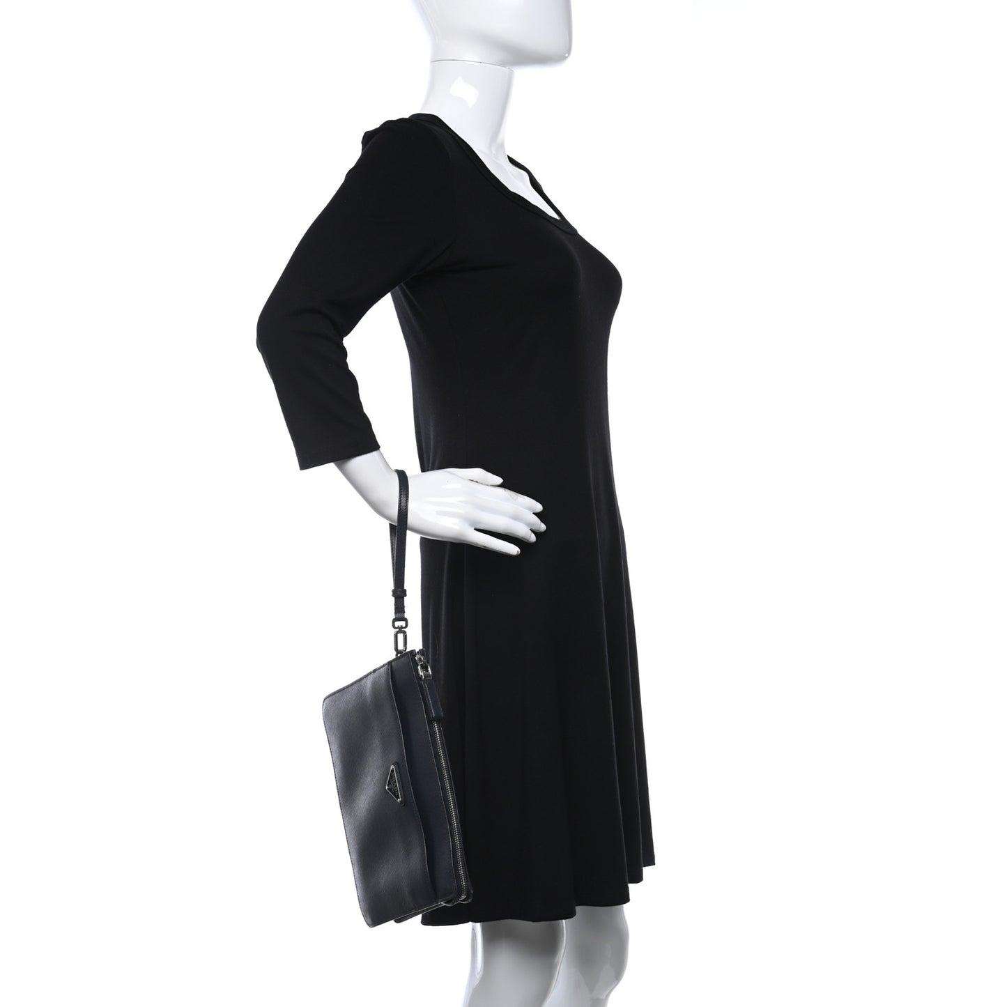 Saffiano Clutch Wristlet Bag Navy