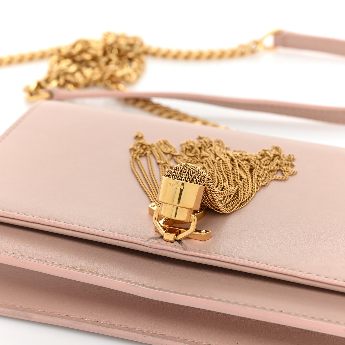 Smooth Calfskin Classic Monogram Kate Tassel Chain Wallet Pale Pink