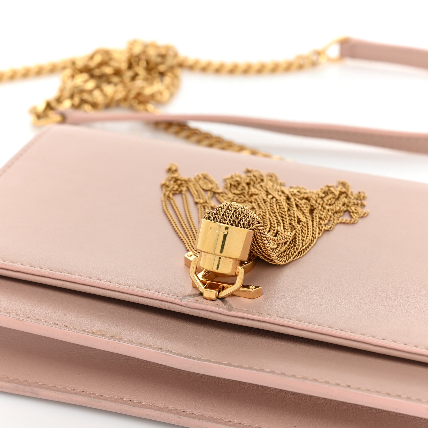 Saint Laurent Smooth Calfskin Classic Monogram Kate Tassel Chain Wallet Pale Pink 14 of 19