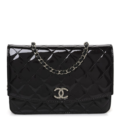 Chanel Patent Quilted Brilliant Wallet On Chain WOC Black 1 of 11