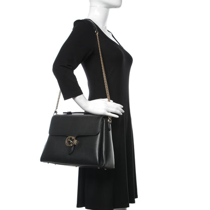Gucci Dollar Calfskin Medium Interlocking G Top Handle Shoulder Bag Black 2 of 9