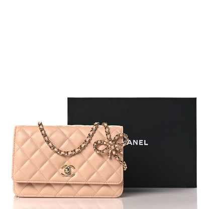 Chanel Caviar Quilted Bow Wallet On Chain WOC Light Beige 11 of 11