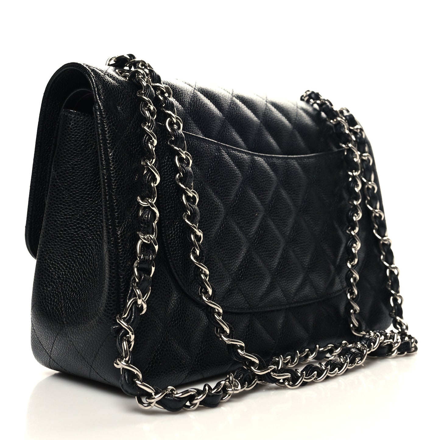 Caviar Quilted Jumbo Double Flap Black