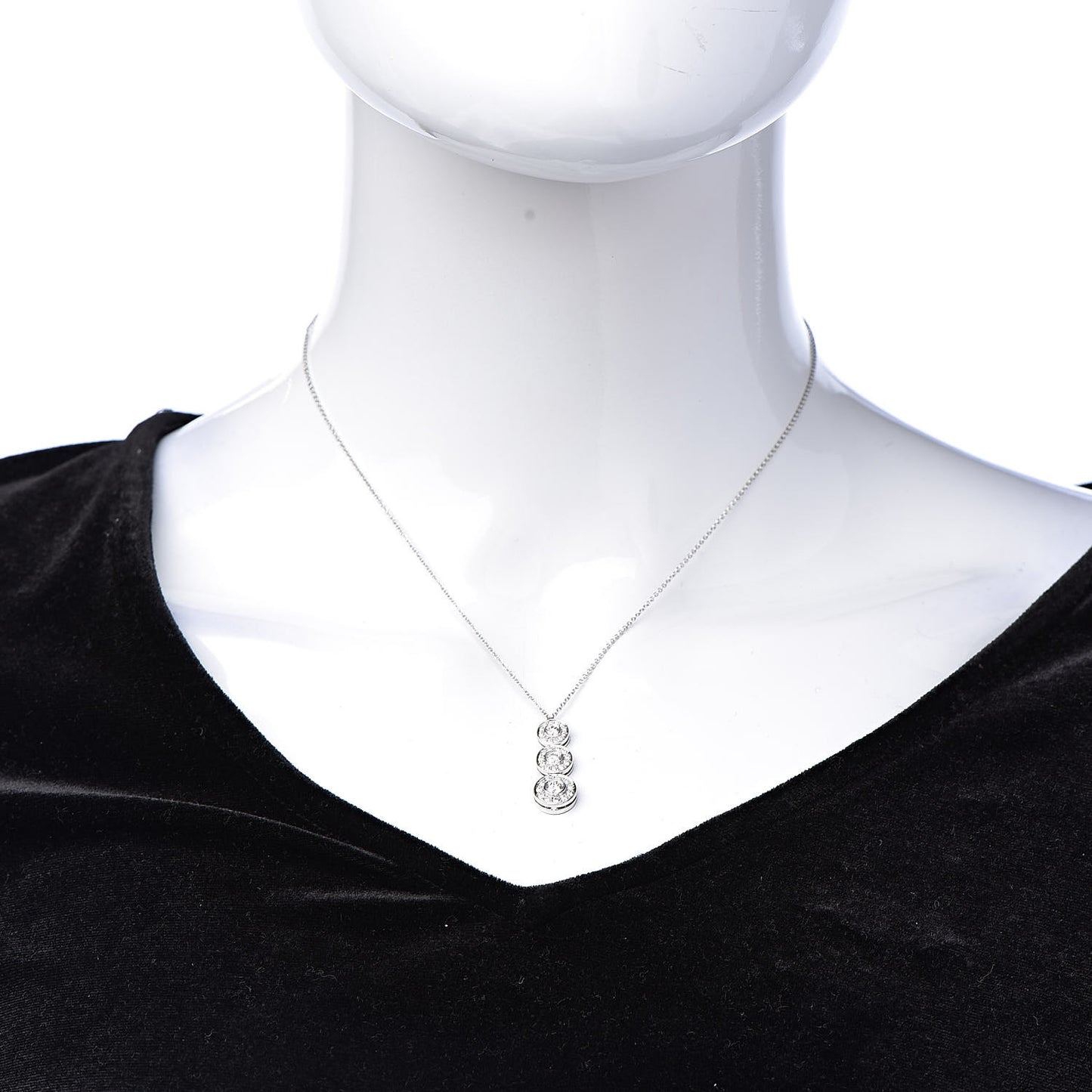 Platinum Diamond Triple Circlet Pendant Necklace