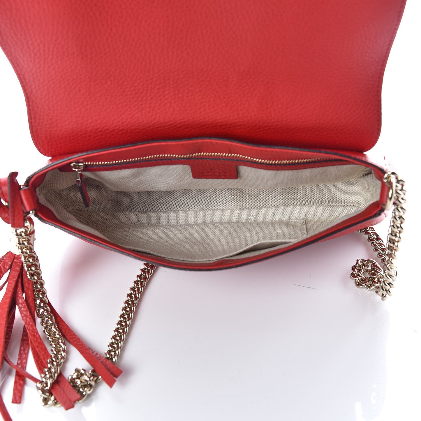Pebbled Calfskin Medium Soho Flap Crossbody Tabasco Red