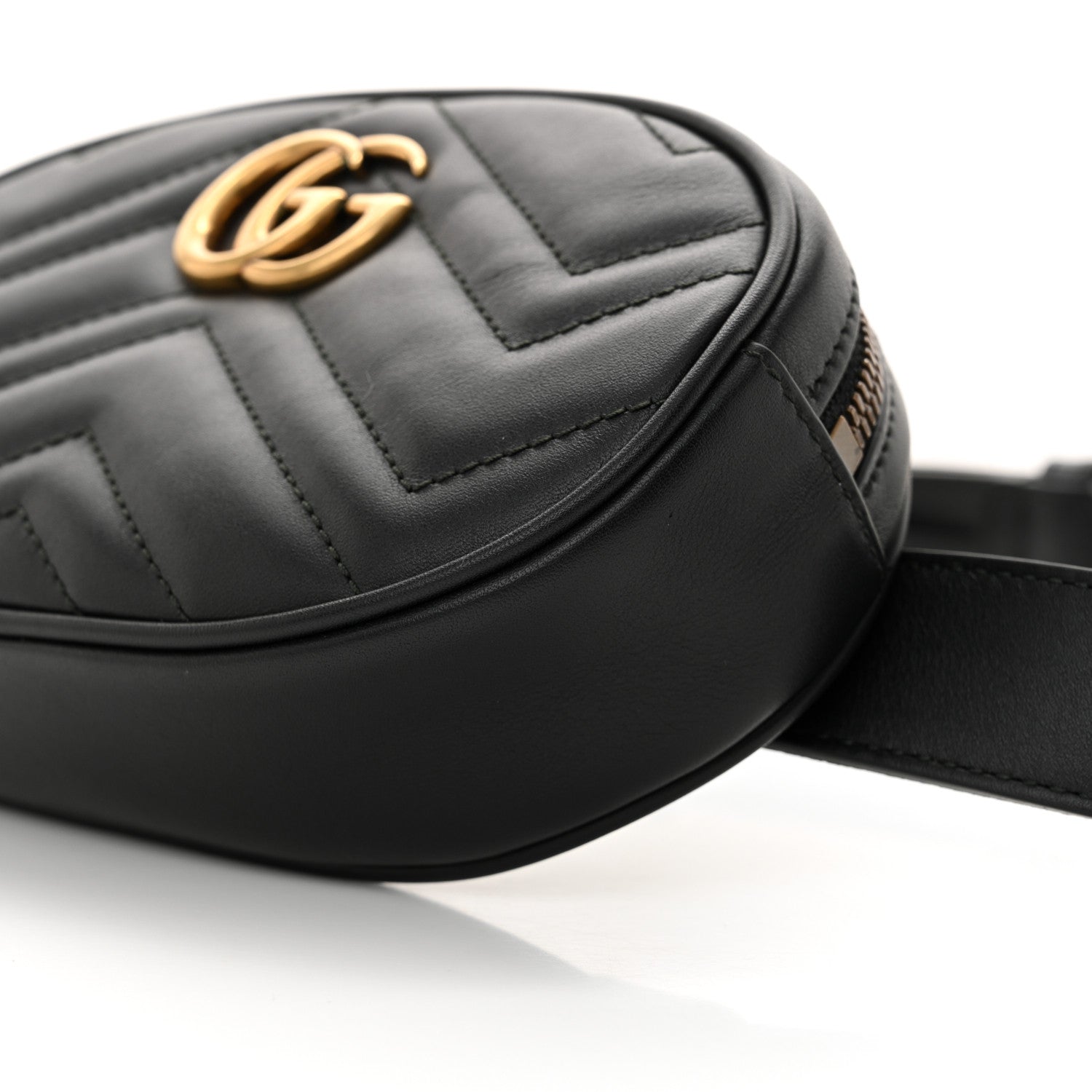 Gucci Calfskin Matelasse GG Marmont Belt Bag 85 34 Black 10 of 10