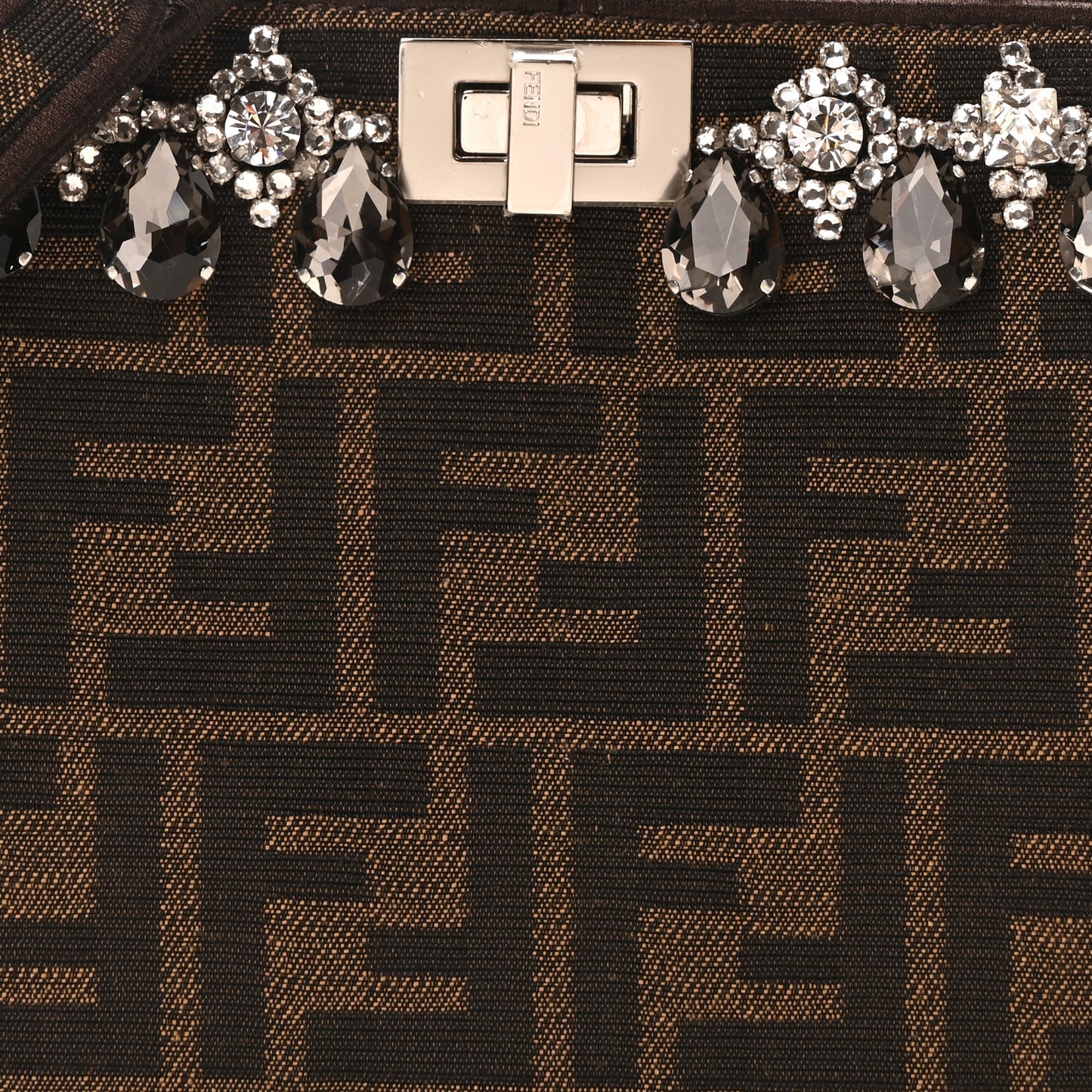 Fabric Jacquard FF 1974 Crystal Petite Peekaboo I SEE U Satchel Tabacco Moro