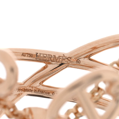 Hermes 18K Rose Gold Diamond MM Chaine d'Ancre Chaos Ring 50 5.25 4 of 5