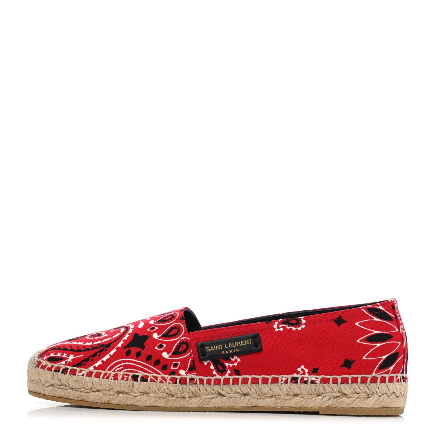 Saint Laurent Bandana Print Canvas Espadrilles 36 Red 1 of 4